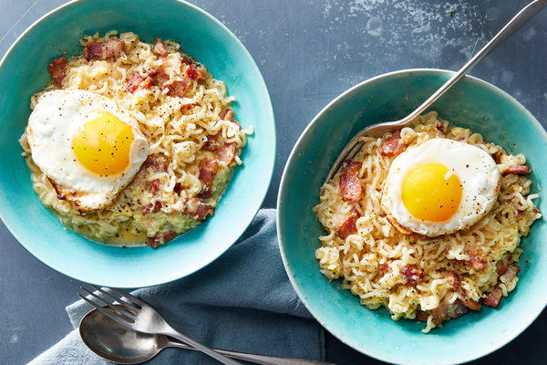 Photo published by NY Times Cooking. Photo by Julia Gartland for The New York Times. Food Stylist: Barrett Washburne.Ramen Carbonara 
