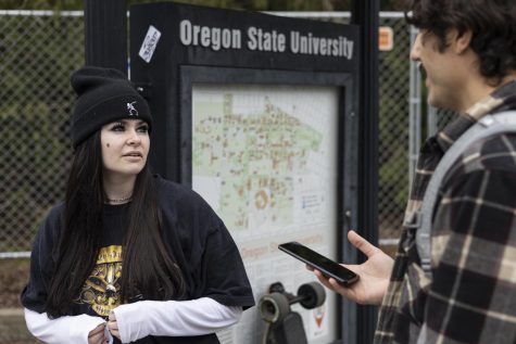 BD contributor Colin Rickman interviewing an OSU student