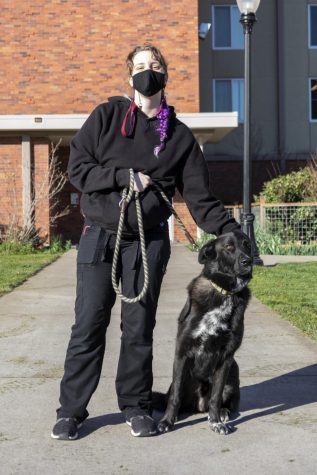 Faye Stone with dog on right