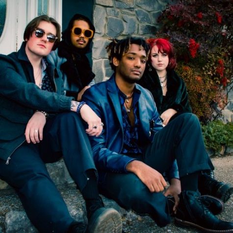 From left to right: Rex Wolf, Dakota North, Reign LaFreniere and Dani Robinette sit on a stone front porch with serious faces.