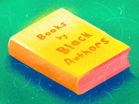 This illustration shows a book that reads Books by Black Authors