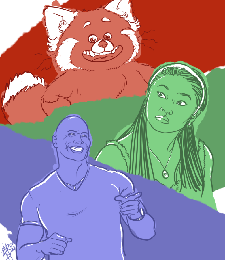 Illustration of various characters from asian american tv shows and movies