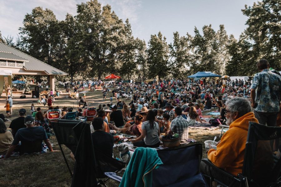 Corvallis residents gather for the 2022 SAGE concert series in Starker Arts Park. The series will continue through Aug. 18, hosted by the Corvallis Environmental Center.
