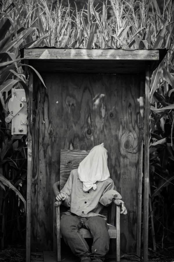 The entrance of the haunted corn maze at The Melon Shack in Corvallis, Oregon on Oct. 18. The Melon Shack hosts an annual haunted corn maze every Friday through Sunday night beginning on Oct. 5 until Halloween night. During the day the maze can be enjoyed by families from 10 a.m. to 5 p.m.