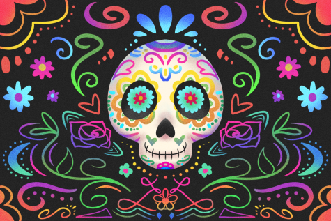 Día De Los Muertos is a Mexican holiday celebrated in the beginning of November to remember and pray for lost loved ones. Decorative skulls are the most recognizable cultural elements of this holiday, as shown in this illustration.