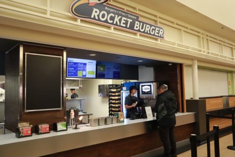 The outside view of Rocket Burger, a new restaurant in the Memorial Union. 