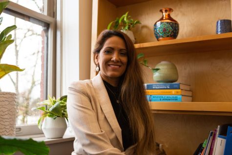 Professor Lily Ranjbar in her office in Merryfield Hall at Oregon State University on Feb. 21. She is from Isfahan, Iran and helps raise awareness of Irans current events for students and faculty.