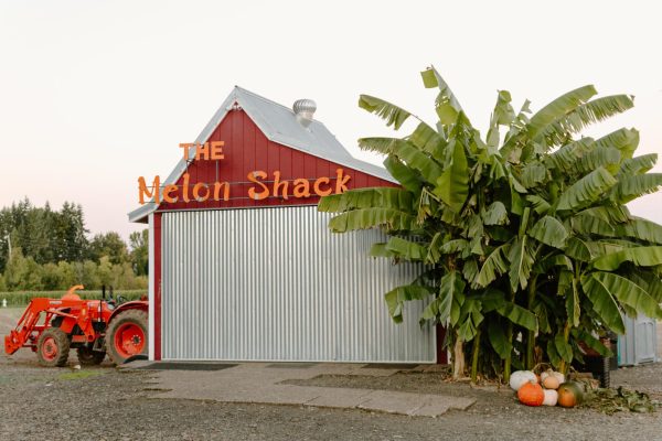 A photograph of the Melon Shack in Corvallis, Oregon on October 5, 2023. The Melon Shack had food trucks, hayrides, a pumpkin patch, and a haunted maze.
