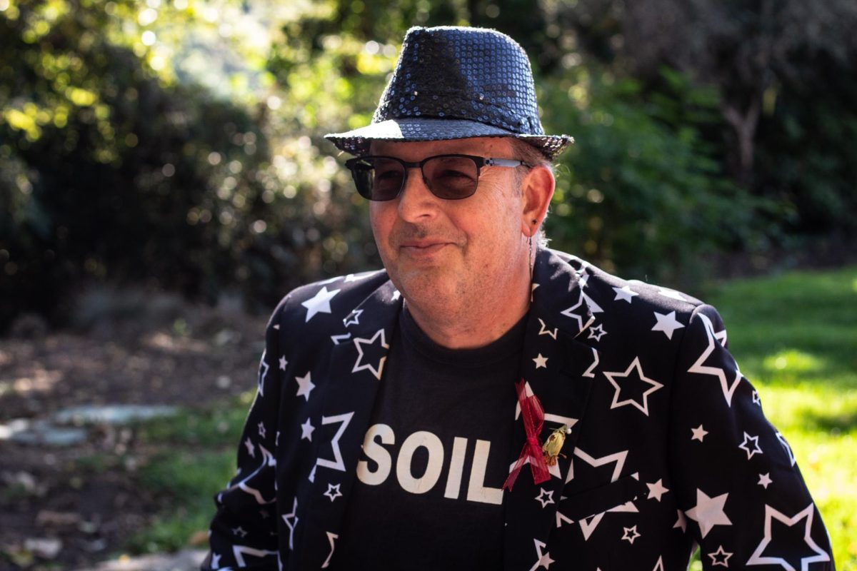 Oregon State University soils professor and former rhythm guitarist of Information Society James Cassidy (he/him) poses on Oct. 5. 
