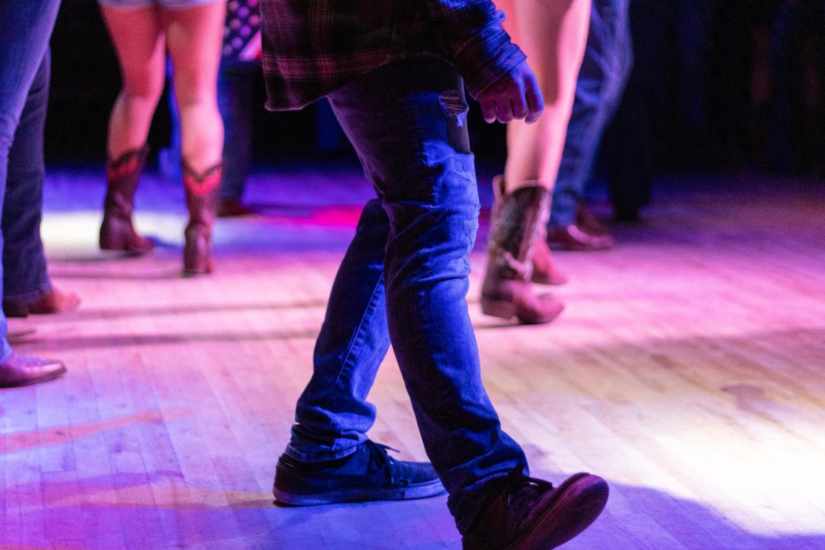 OSU students and community members dance together at the Angry Beaver during their weekly line dancing night on Thursday, April 4
