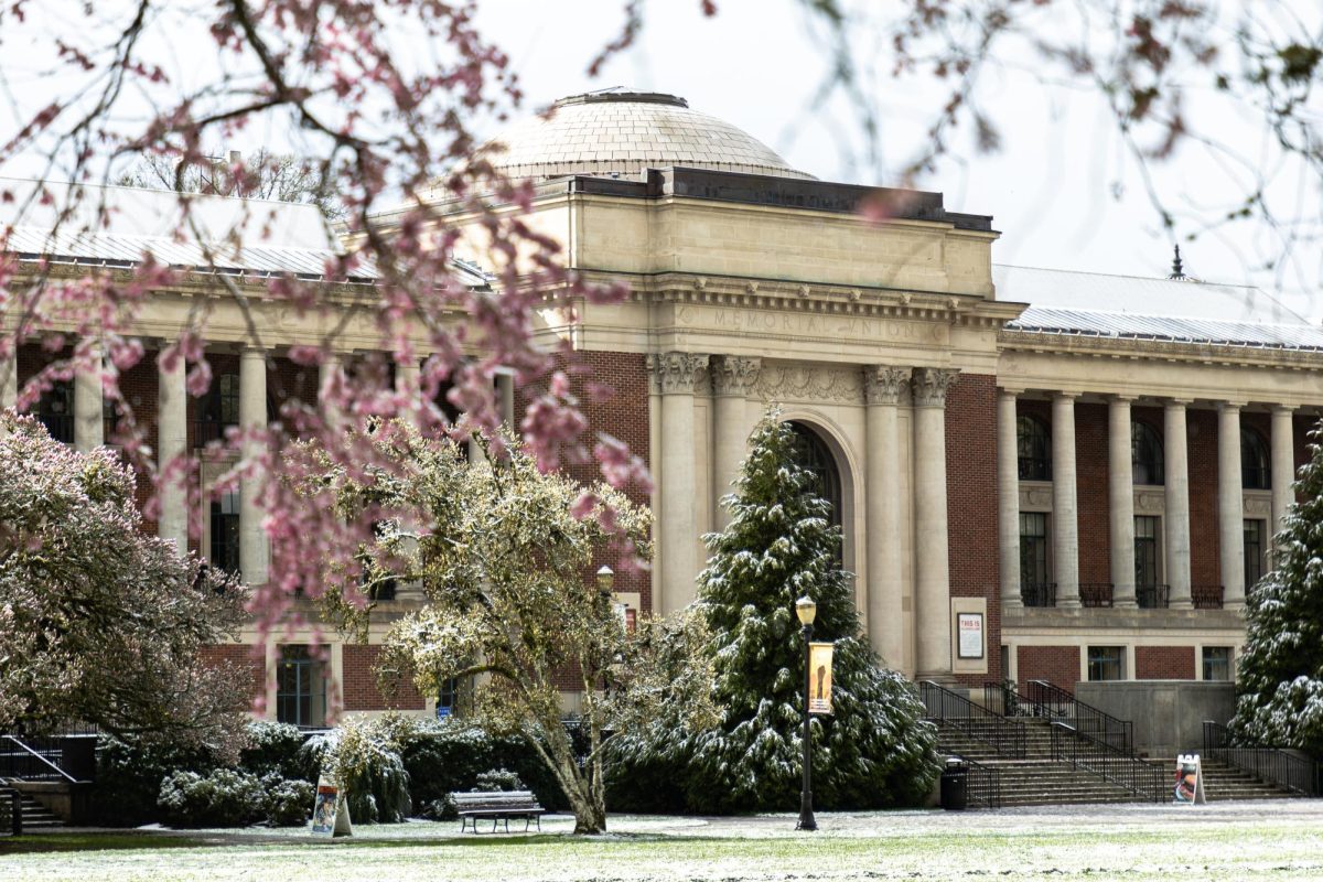 The Memorial Union dusted with snow is seen on the morning of March 1, 2024 at Oregon State University in Corvallis, OR. 