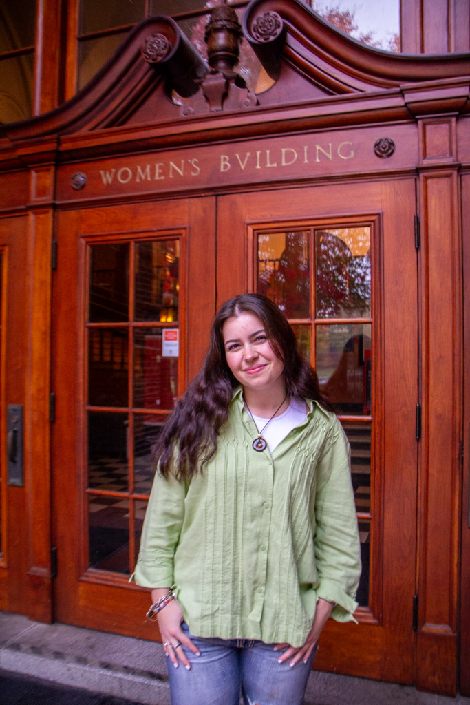Oregon State University resident assistant, Catherine Chialtas, stands outside of the Womens Building Oct. 24, 2025. Outside of the RA posiiton, she likes to go to the Womens Building for studying in her downtime.
