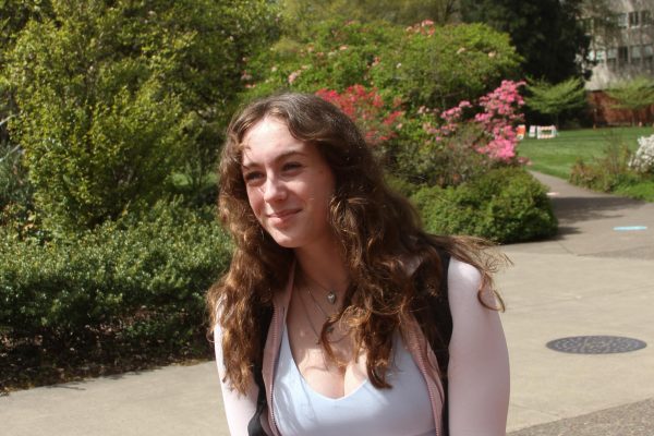 Alyce Conroy, a first-year chemistry major at Oregon State University, talks on her favorite ways to move in spring, on April 13, 2026. As the sun is coming out and people are ending their winter hibernation, we asked peoples’ favorite ways to move about.