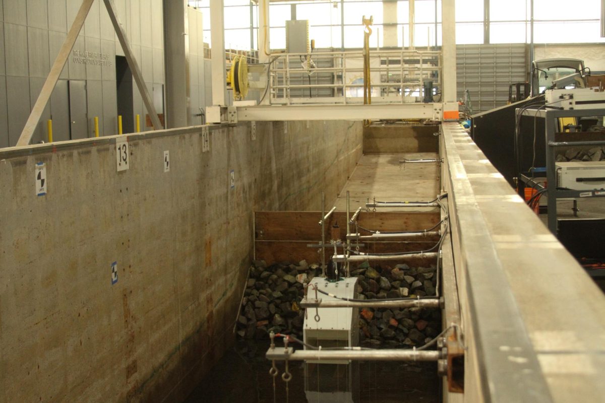 Inside the Hinsdale Wave Research Lab, you will find a large wave flume where many experiments to gather research are done, pictured on April 27, 2026. Around Oregon State University, there are many places Corvallis locals and OSU students have never heard of; some places are strange and others are undeniably cool.